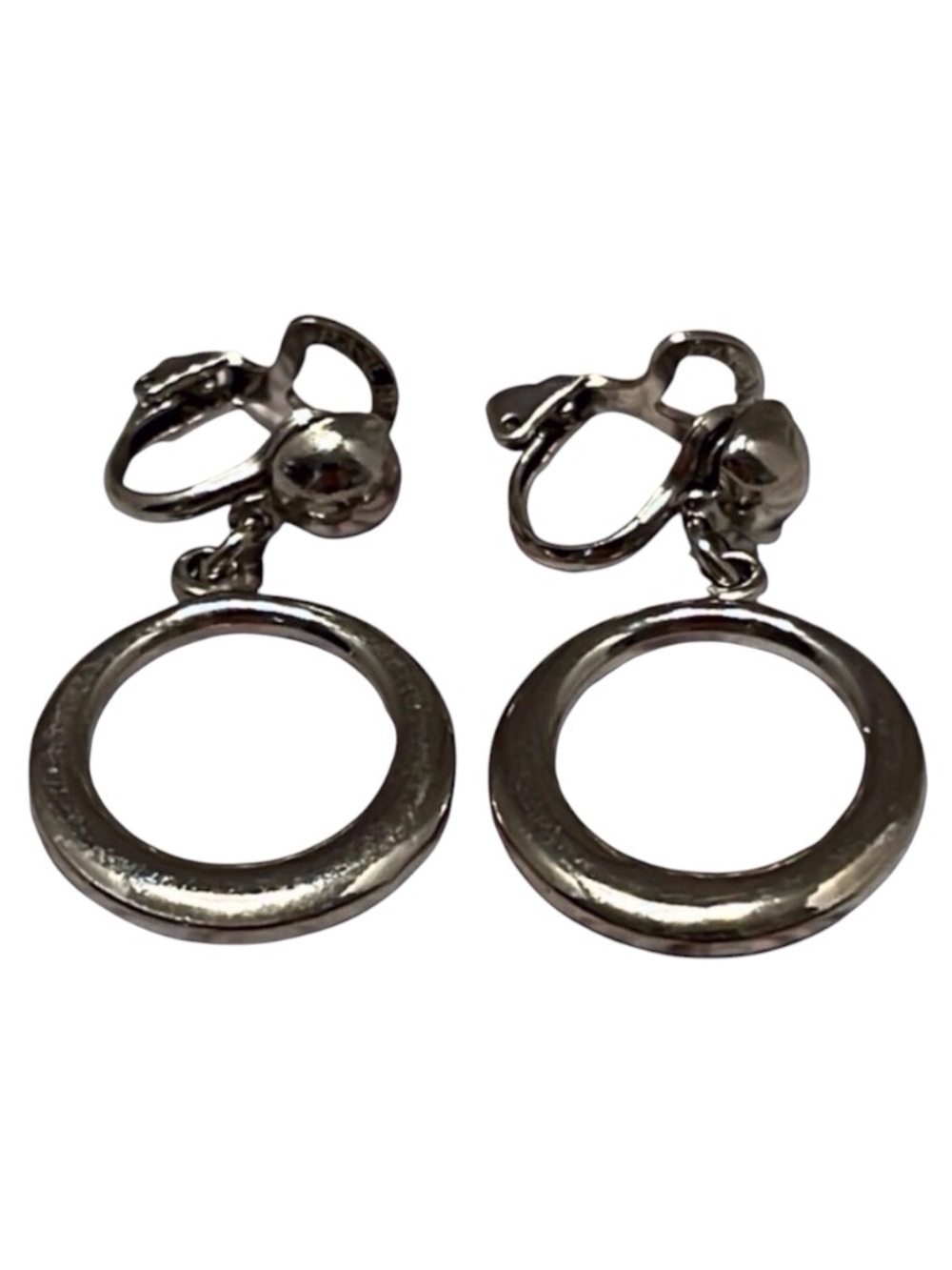 Silver Tone Circle CLIP Earrings